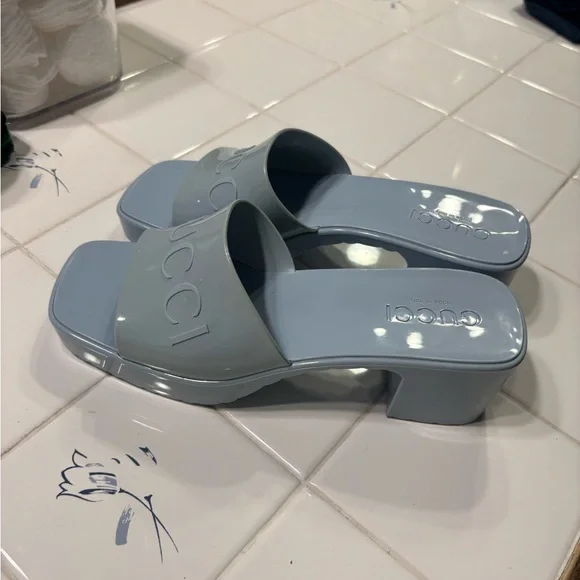 Gucci Women's Light Blue Mules - Picture 5 of 7